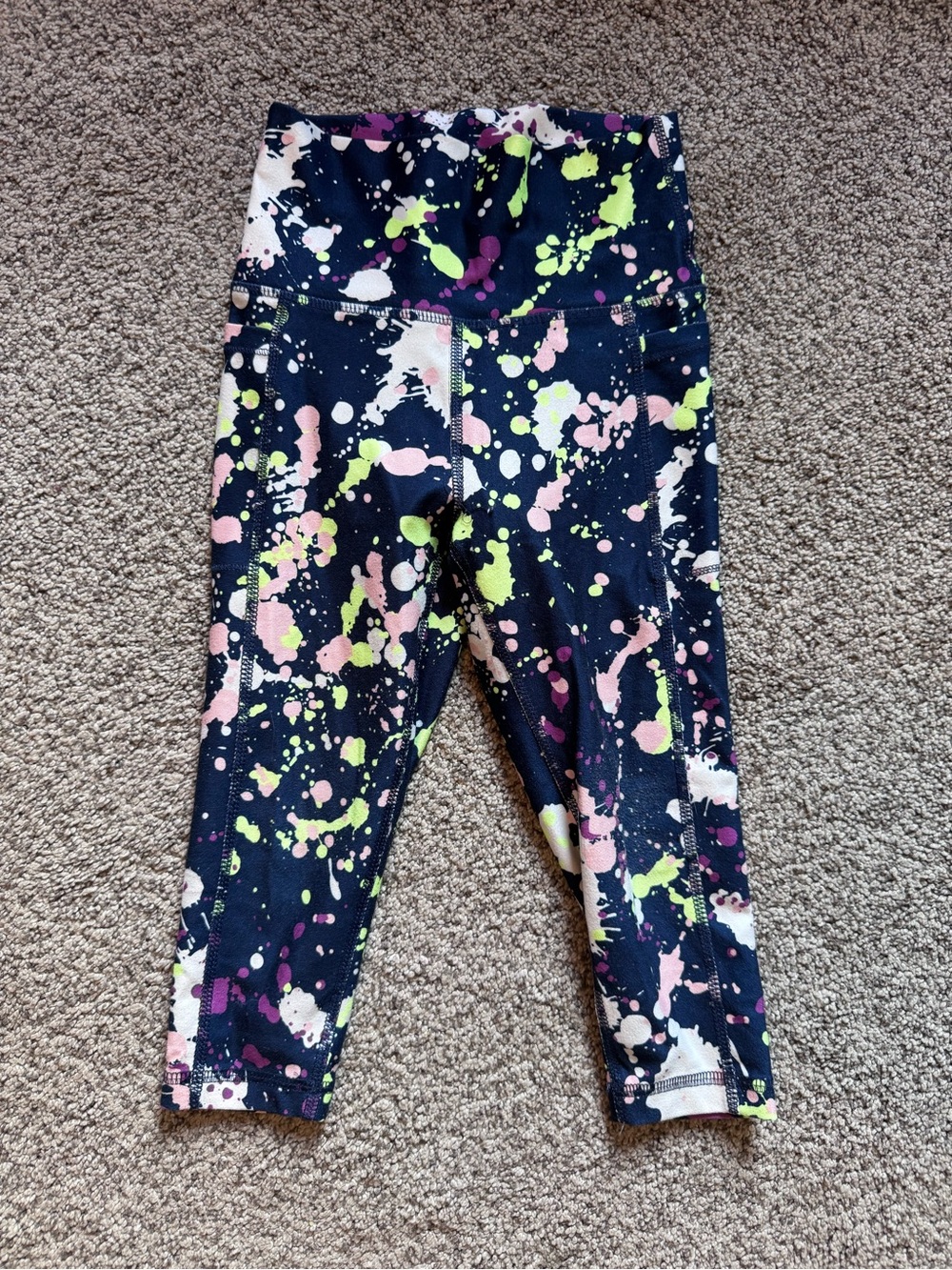 DSG Navy Leggings with Pink, Lime & White Splatter